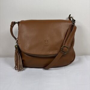 Vera Pelle Gioia Italian Leather Brown Crossbody Bag Purse Boho Handmade Timeles